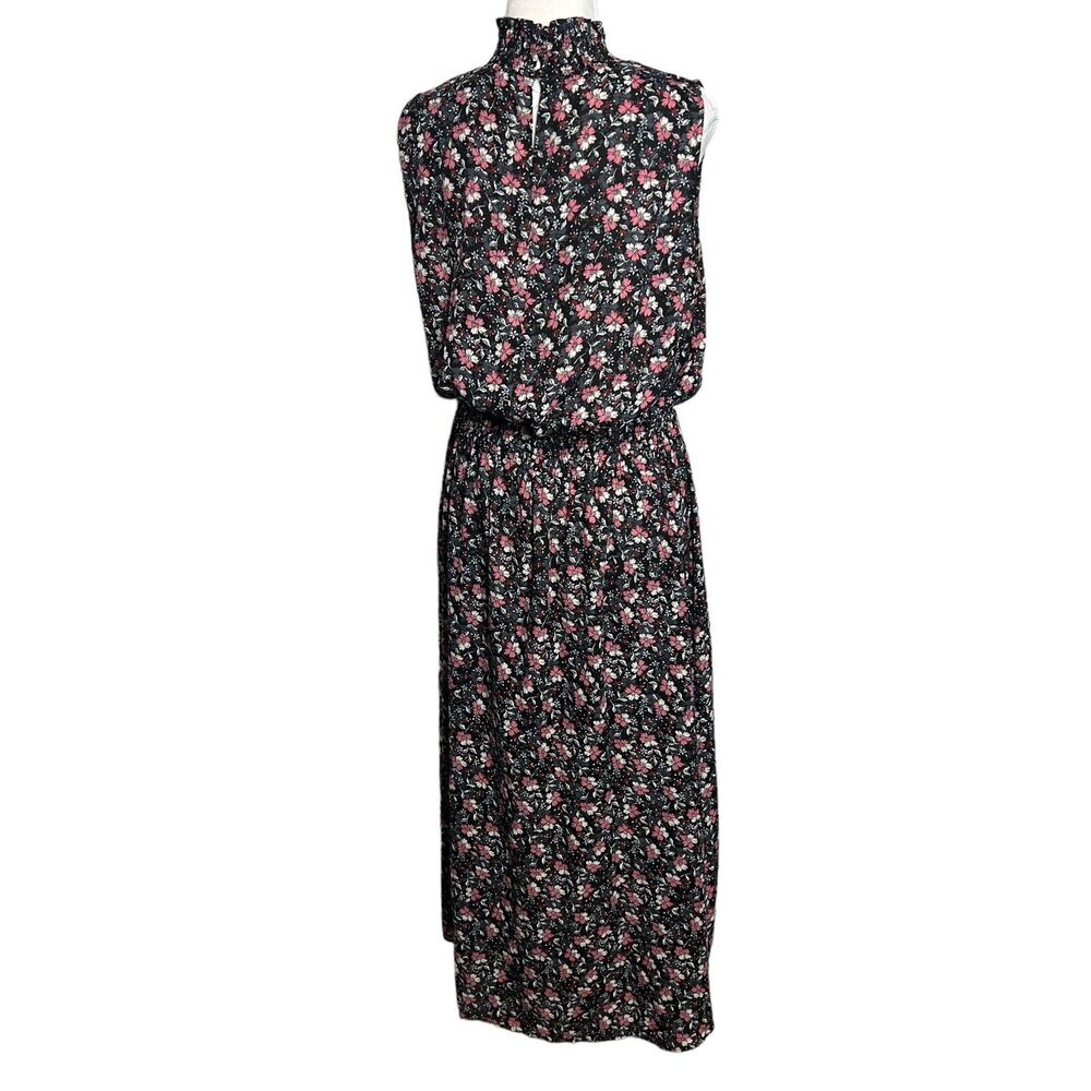 Nanette Lepore Women Black SZ 12 Sleeveless high Mock Neck Hi low Floral Dress - Picture 7 of 9